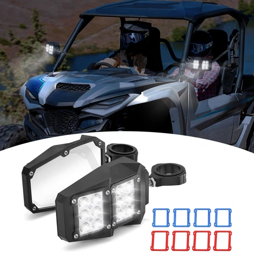 UTV Rear View Side Mirrors w/LED Rock Light for Polaris RZR PRO XP Can-Am X3/R