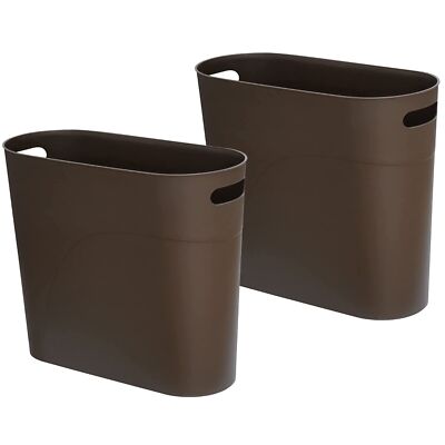 Small Trash Can Plastic Bathroom Wastebasket 3.2 Gallon Slim Garbage Container B