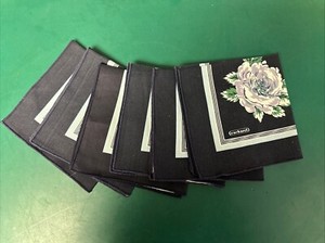 Cacharel Navy Blue Rose Cloth Napkins (6)