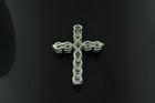 14k Solid White gold Natural Diamond Cross pendant 2.85 ct shared prong huge  — photo 8