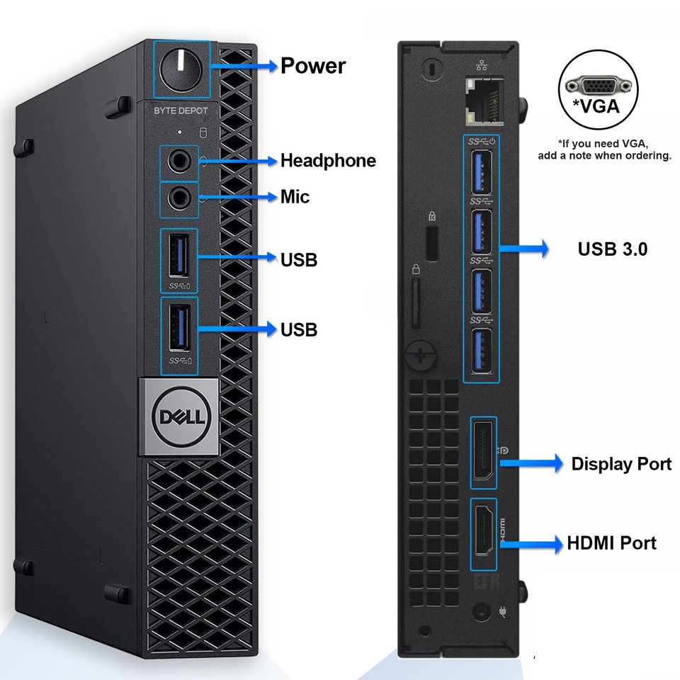 Micro Desktop Inside DELL Micro Desktop Computer PC i7,Up to 32GB RAM 1TB SSD, Windows 10/11 ...