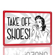 Funny Please Remove Your Shoes Metal Sign for Front Door Porch Take Off No Sh...