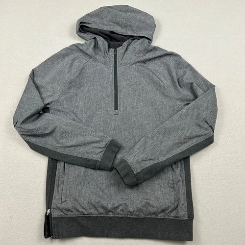 Lululemon Jacket Men Medium Gray Performance Reversible Half Zip Pullover Hood M video thumbnail