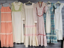 LOT OF 12 VINTAGE DRESSES 70s PRAIRIE BOHO ROMANTIC VICTORIAN COTTAGE HIPPY MAXI