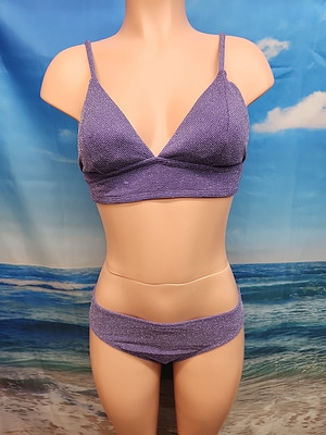 NWT Cupshe Womens Two Piece Bikini Size Medium Sparkly Purple 