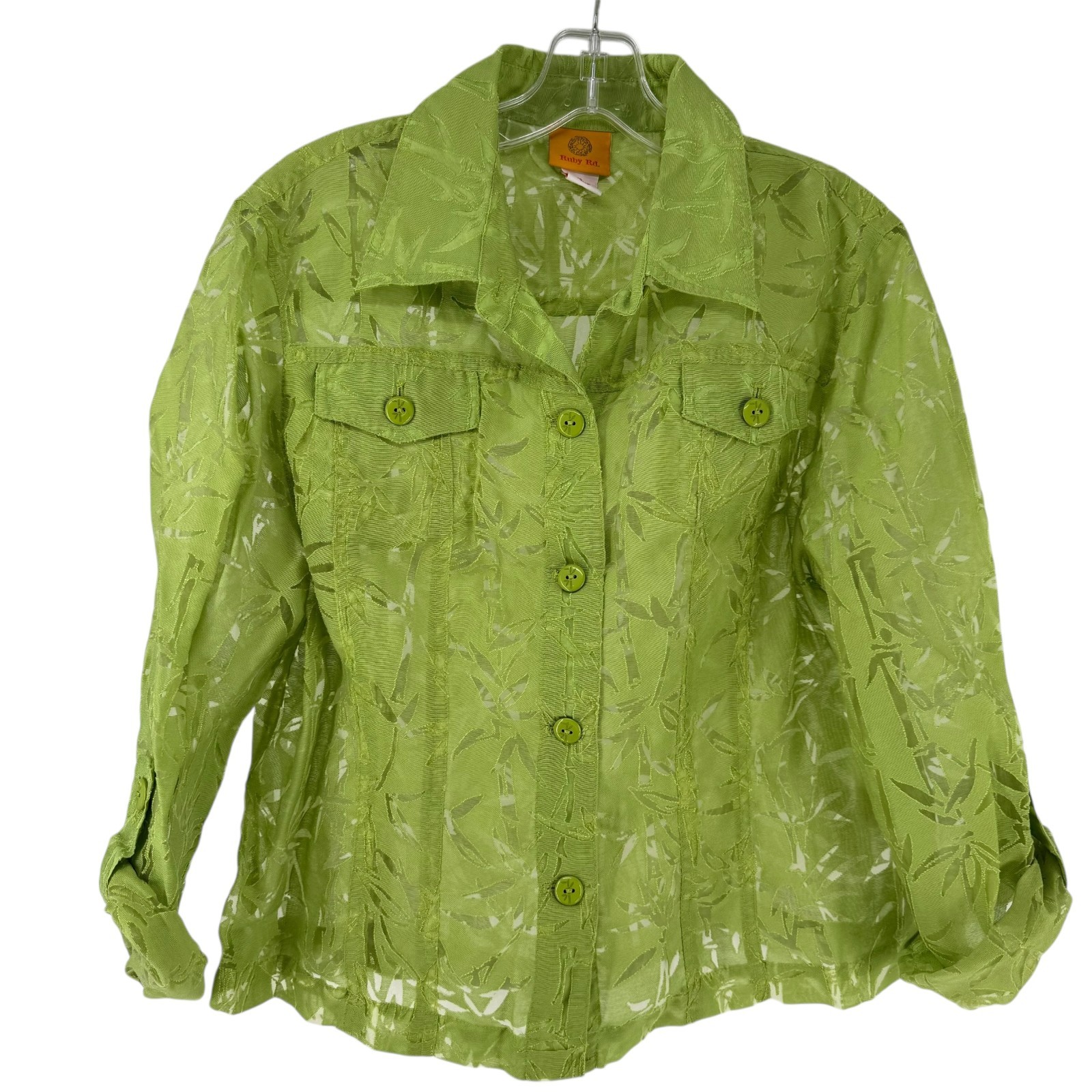 Ruby Road Lightweight Jacket Green Size 14 Sheer … - image 1