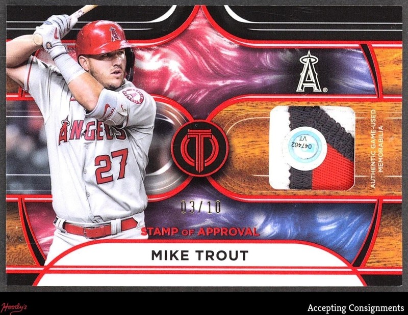 2022 Topps Tribute Stamp of Approval Red Mike Trout GAME USED PATCH 03/10 Angels