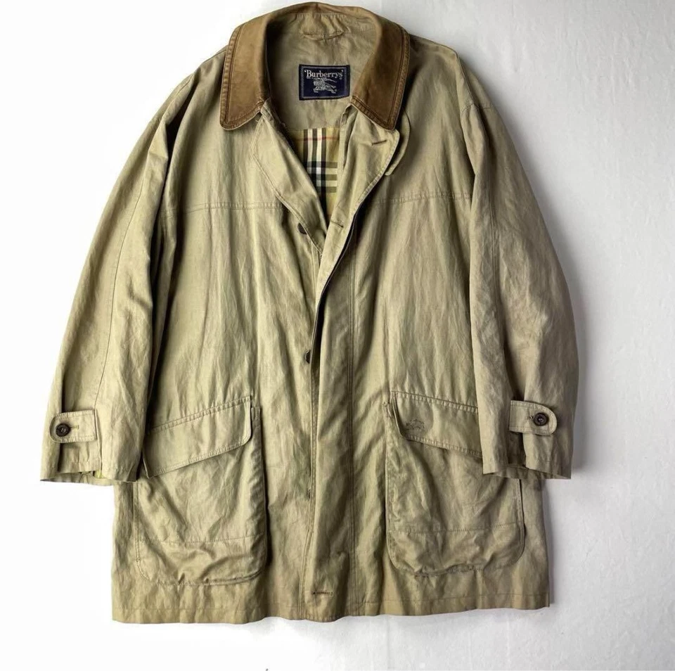 Burberry linen coat with leather collar - Image 3 of 4