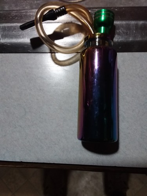 #ad Iridescent Cammilien Glass Bubbler Alluminum Bowl Rubber Clear Hose W Black Tip $13.00