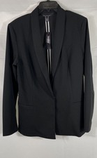 White House Black Market Women's Black Slip On Blazer Shawl Collar Sz 12 NWT