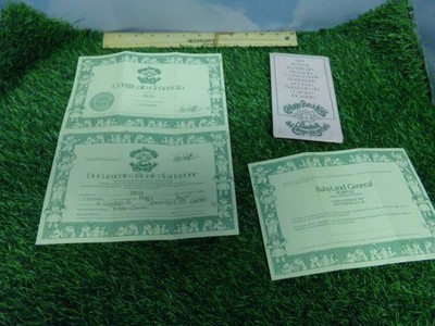 VINTAGE 1980 CABBAGE PATCH KIDS forien JESMAR  ADOPTION PAPERS BIRTH CERTIFICATE