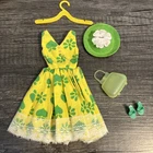 Vintage Barbie Clone Lot Fashion Doll Clothes - Yellow & Green Dress Accessories