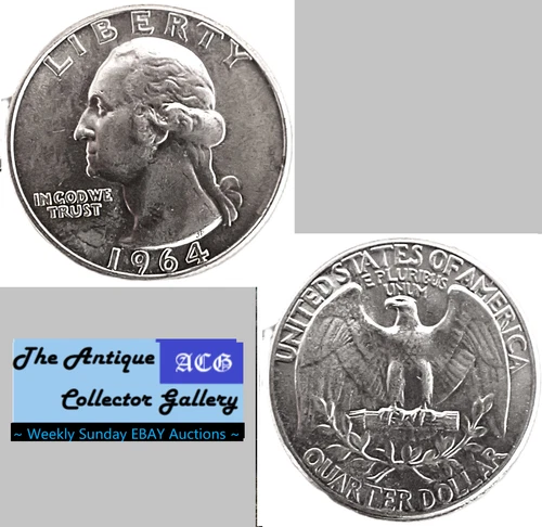 AU 1964 US Philadelphia Mint Silver Washington Quarter🪙Last Year Silver🪙