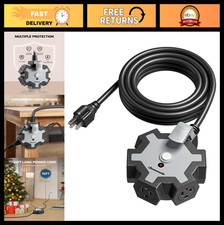 Heavy Duty 15FT Power Strip with 5 Outlets, Circuit Breaker, Swivel Covers, ETL