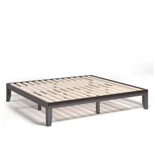 King Size 14" Wooden Bed Frame Mattress Platform Wood Slats Home Espresso