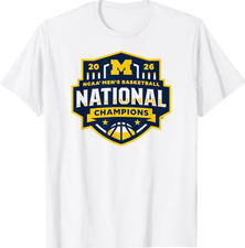 Michigan Wolverines National Champs 2026 Basketball White T-Shirt