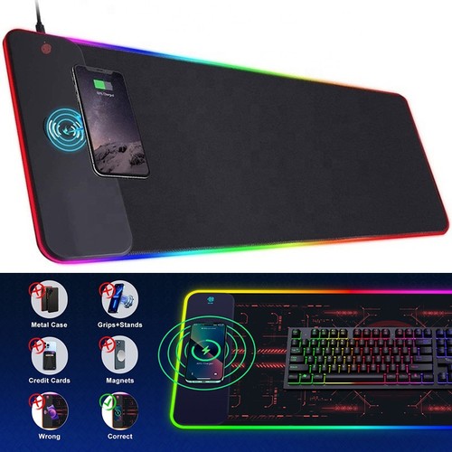 Large For RGB Gaming Mouse Pad with Non Slip Base and Wireless Charging - Afbeelding 5 van 11