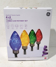 GE Staybright Random Sparkle 4ct 60 LEDS Jumbo G-90 Pathway Set Christmas Light