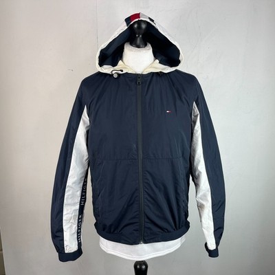 Tommy Hilfiger wasserdichte winddichte Kapuzenjacke Windbreaker Gr. S schwarz/weiß