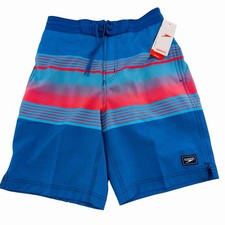 Men's Speedo Bondi UPF 50+ Boardshort Swim Trunks Blue Coral Small Lined New