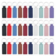 30 Pcs Leather Keychain Blanks for DIY Craft - Engraving Blank Colorful