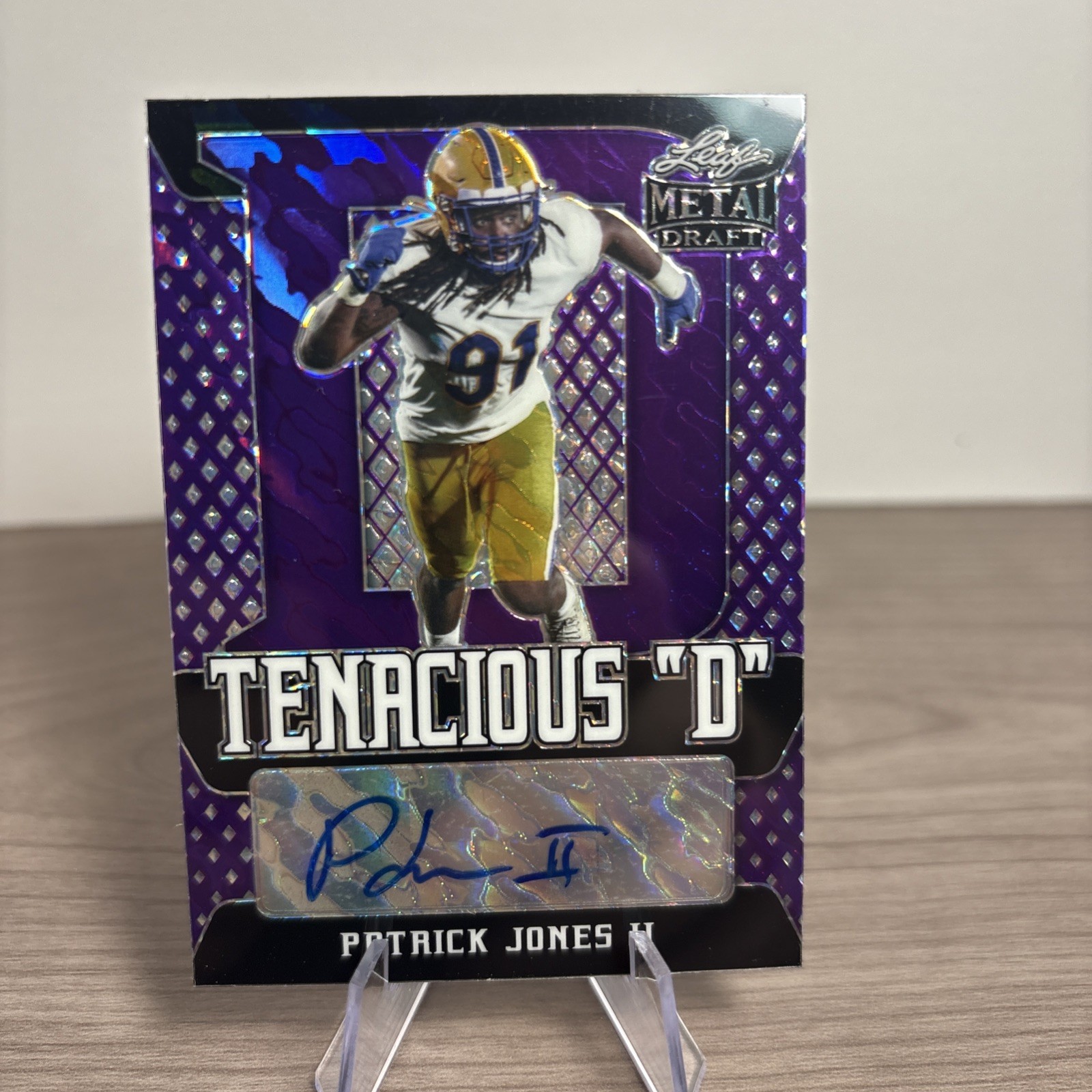 2021 Leaf Metal Draft Patrick Jones II Tenacious D Auto Marbles Purple RC #4/30
