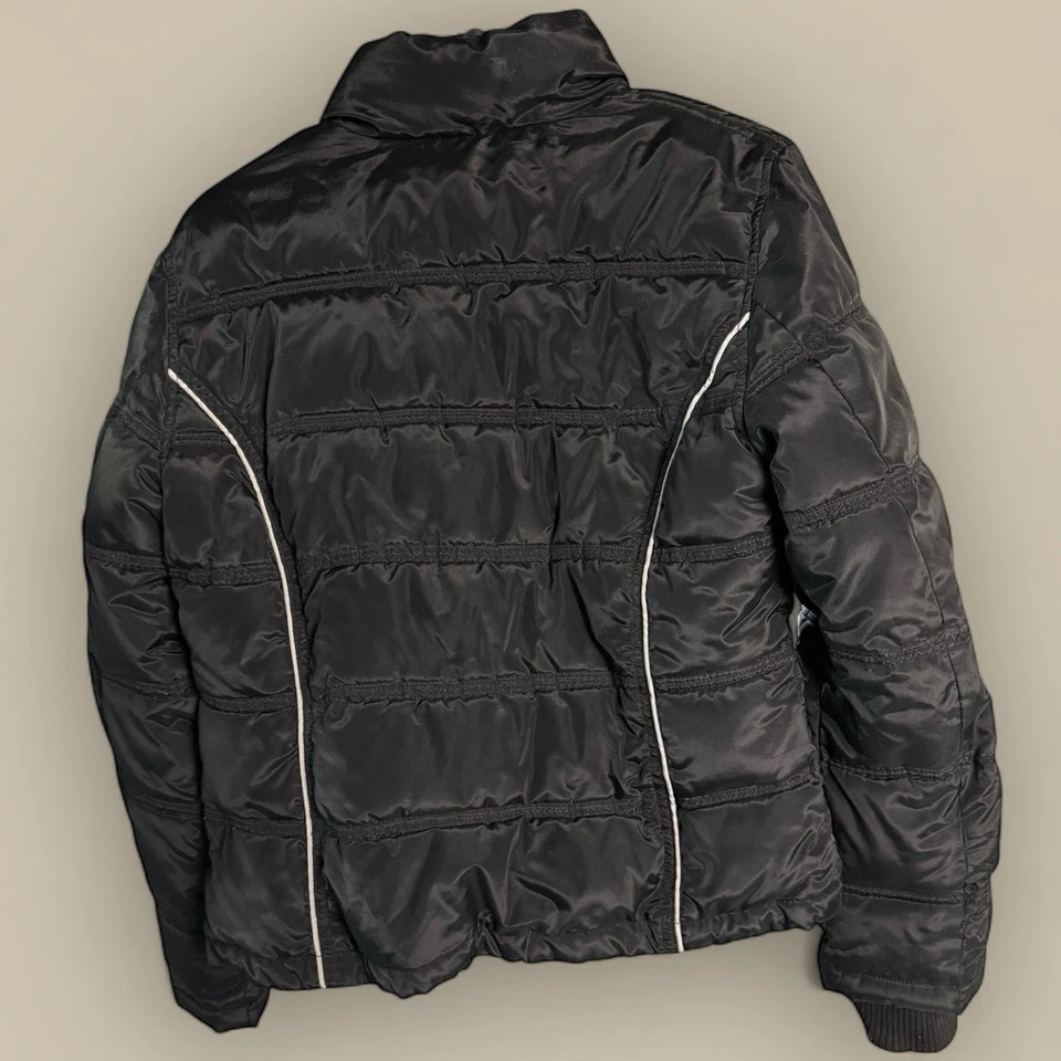 Chaqueta acolchada de colección Y2K para mujer Abrigo de moto Bombardero Medio vanguardista Años 2000 Motociclista Grunge Foto 2 de 4