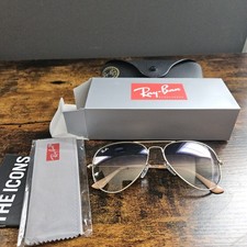 Ray-Ban Sunglasses RB3025 Aviator Gradient Gold Frame Light Blue Lenses 58mm