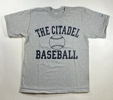 Vintage The Citadel Baseball Logo Shirt Adult Size Large Heather Gray USA Made