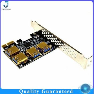 PCI Express Riser Card 1x to 16x,1 to 1x to to 4 USB 3.0 Slot Multiplier Hub