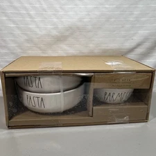 Rae Dunn Two 26.4oz Pasta Bowls & One 10.1oz Small Side Parmesan Cheese Bowl-NEW