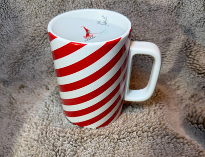 STARBUCKS Holiday Coffee Mug 12 oz CHRISTMAS Red Peppermint Striped Santa 2018