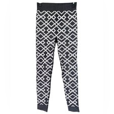 Sweaty Betty Black and White Geo Jacquard Pattern Ski Base Layer Leggings Small