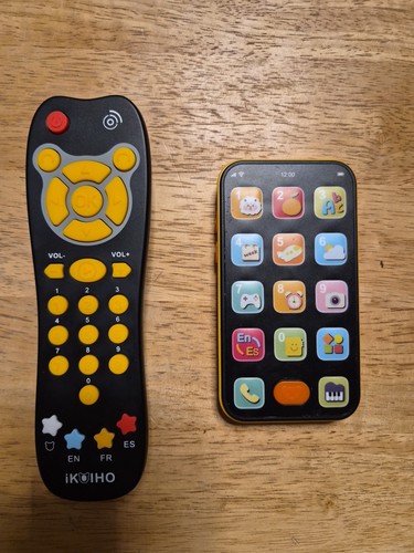 Baby Toy Phone & Remote Control Set - Music, Lights, Bilingual Early Learning