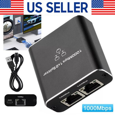 #ad #ad RJ45 Gigabit Ethernet Splitter 1000Mbps LAN Network Internet 1 to 2 Adapter lot $81.46