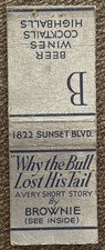 Vintage WHY THE BULL LOST HIS TAIL Avery Short Story By Brownie Matchbook Cover