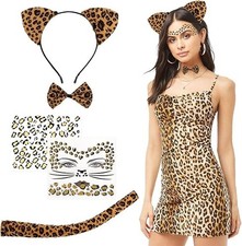 Costume da leopardo da donna, 5 pezzi, costume da giungla con orecchie NO vestit