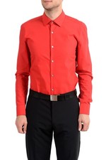 Hugo Boss "C-Jenno" Men's Red Slim Fit Long Sleeve Dress Shirt US 15.75 IT 40