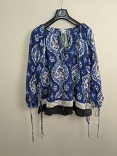 H&M ladies size large blue casual top blouse long sleeve New