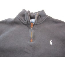 Vintage Polo Ralph Lauren Sweater Men XL Black Cotton 1/4 Zip Pullover Pony Logo