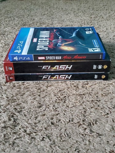 Spider-Man Miles Morales PS4 & The Flash DVD Bundle