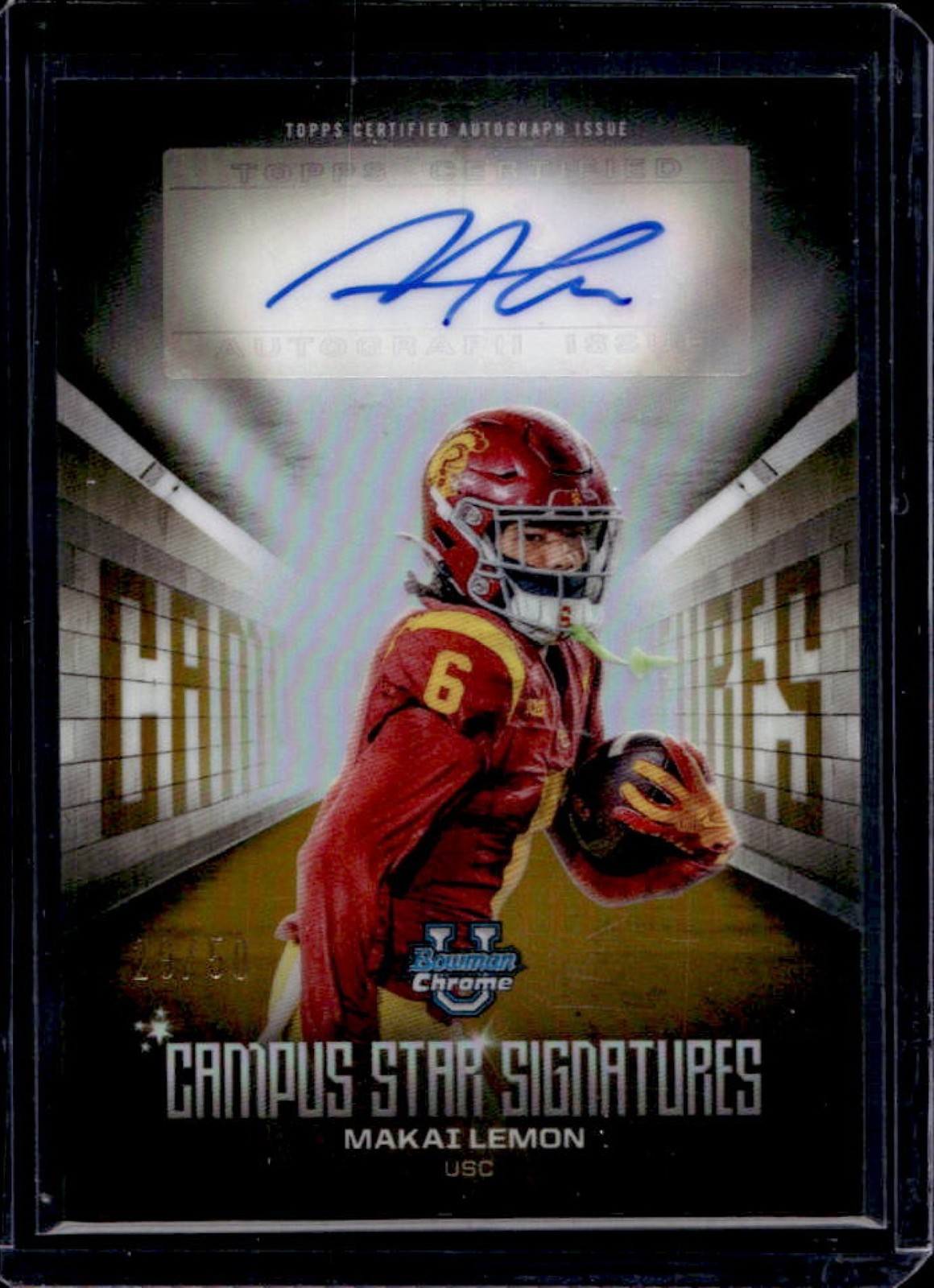 2025 Bowman Chrome U Makai Lemon Campus Star Signature Gold Refractor Auto #/50