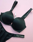 Victoria's Secret Shine Strap Bombshell +2 cups Push Up Bra Thong Set Green NWT