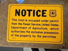 VINTAGE metal U S FOREST SERVICE tract sign national smokey bear metal boundary