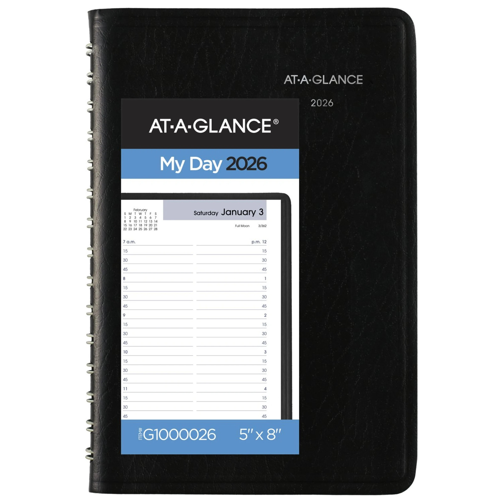 AT-A-GLANCE DayMinder 2026 Daily Appointment Book Planner, Black