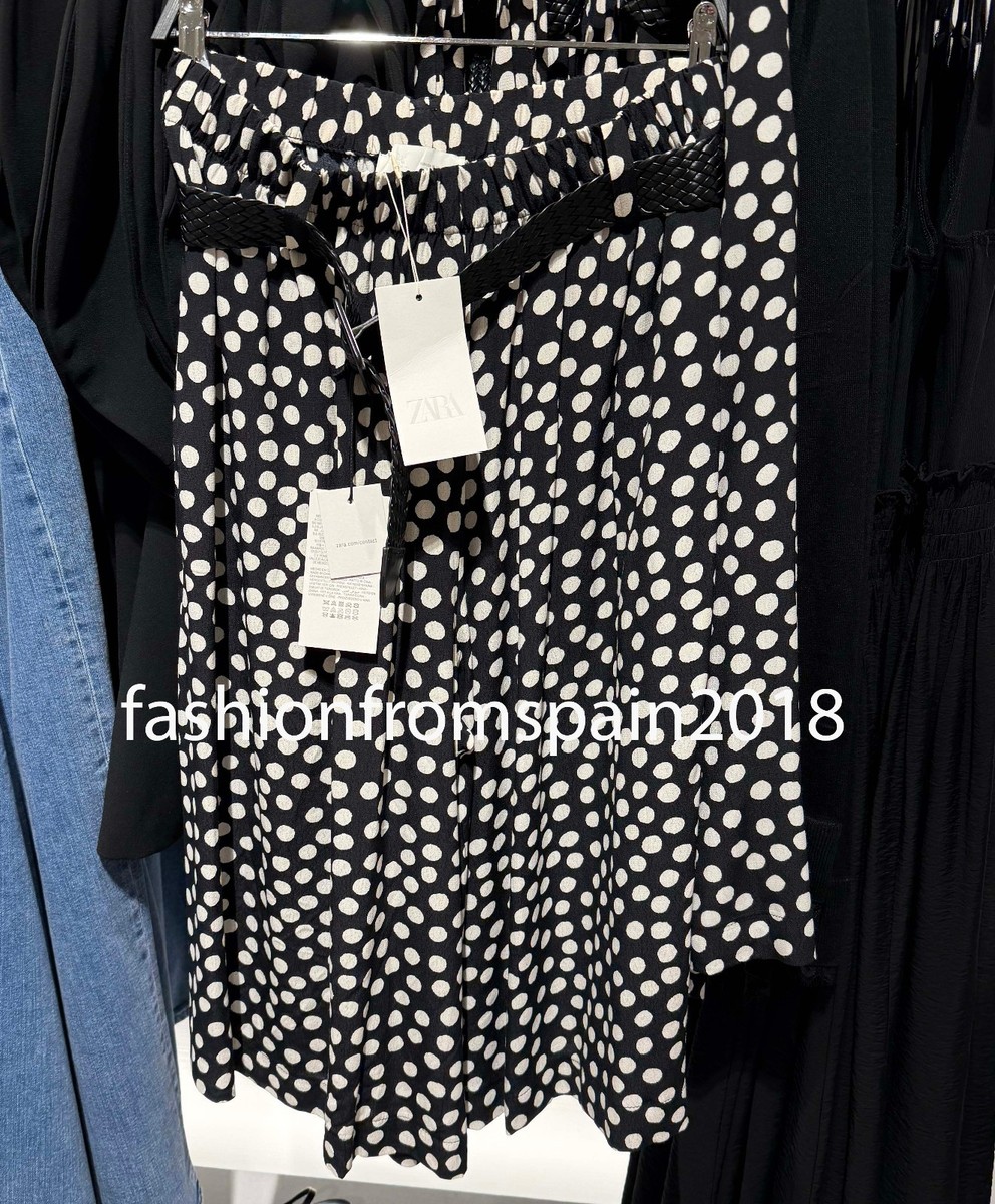 シン ZARA NEW WOMAN POLKA DOT CULOTTES WITH BELT BLACK WHITE XS-XL 1165