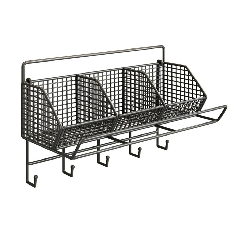 Kitchen Wall Basket with 3 Compartments Home Decor Food Storage Fruit