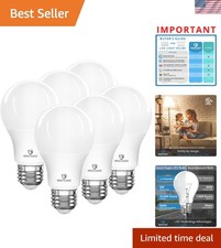 Pack of 6 Great Eagle A19 LED Light Bulbs, Instant On, Shatter Resistant 4000K