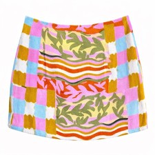 Princess Polly Abstract Print Mini Skirt Pink Yellow SKIRT 4 Whimsy Summer