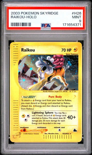 2003 Pokemon Skyridge #H26 Raikou Holo PSA 9 MINT